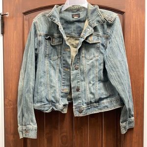 Light wash distressed jean jacket